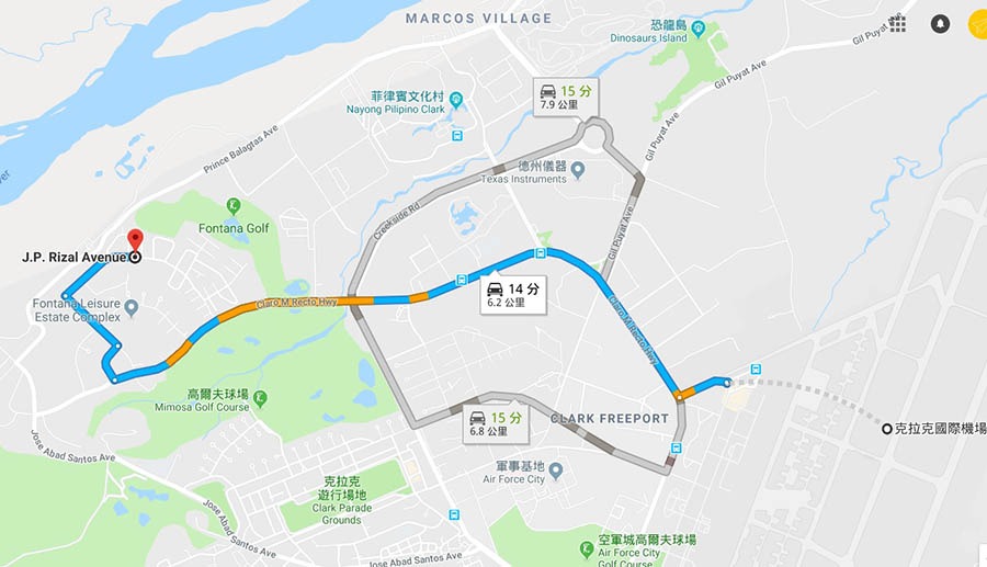 克拉克水世界距離機場極近