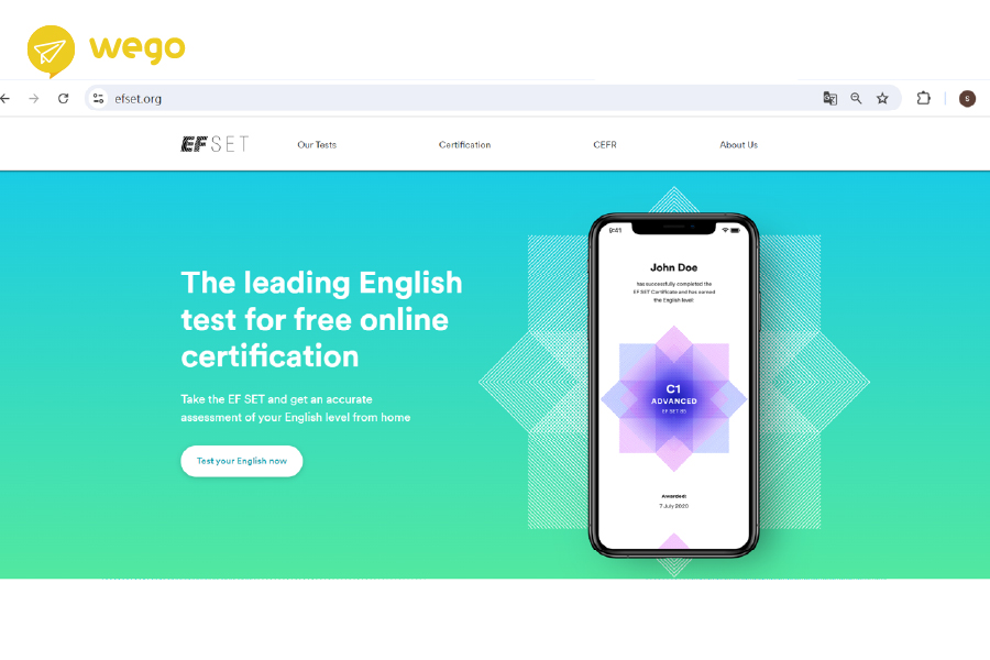 EF SET 線上英文測驗示意圖