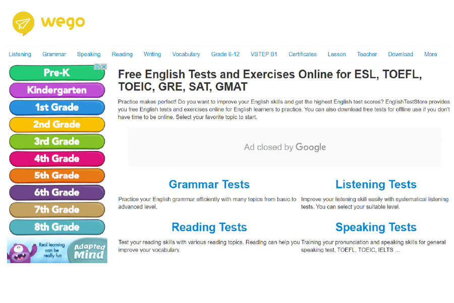 Englishteststore 網站截圖