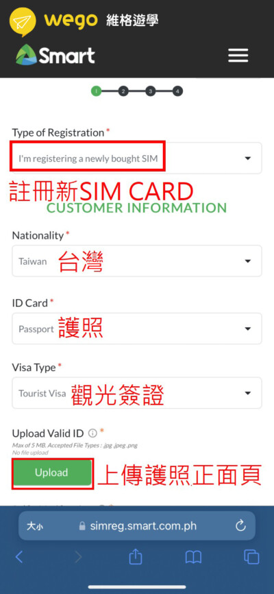 選擇國籍與簽證類型